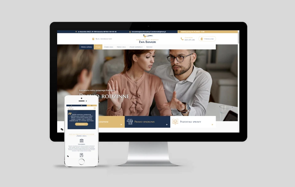 Przykład projektu strony internetowej dla kancelarii z Katowic