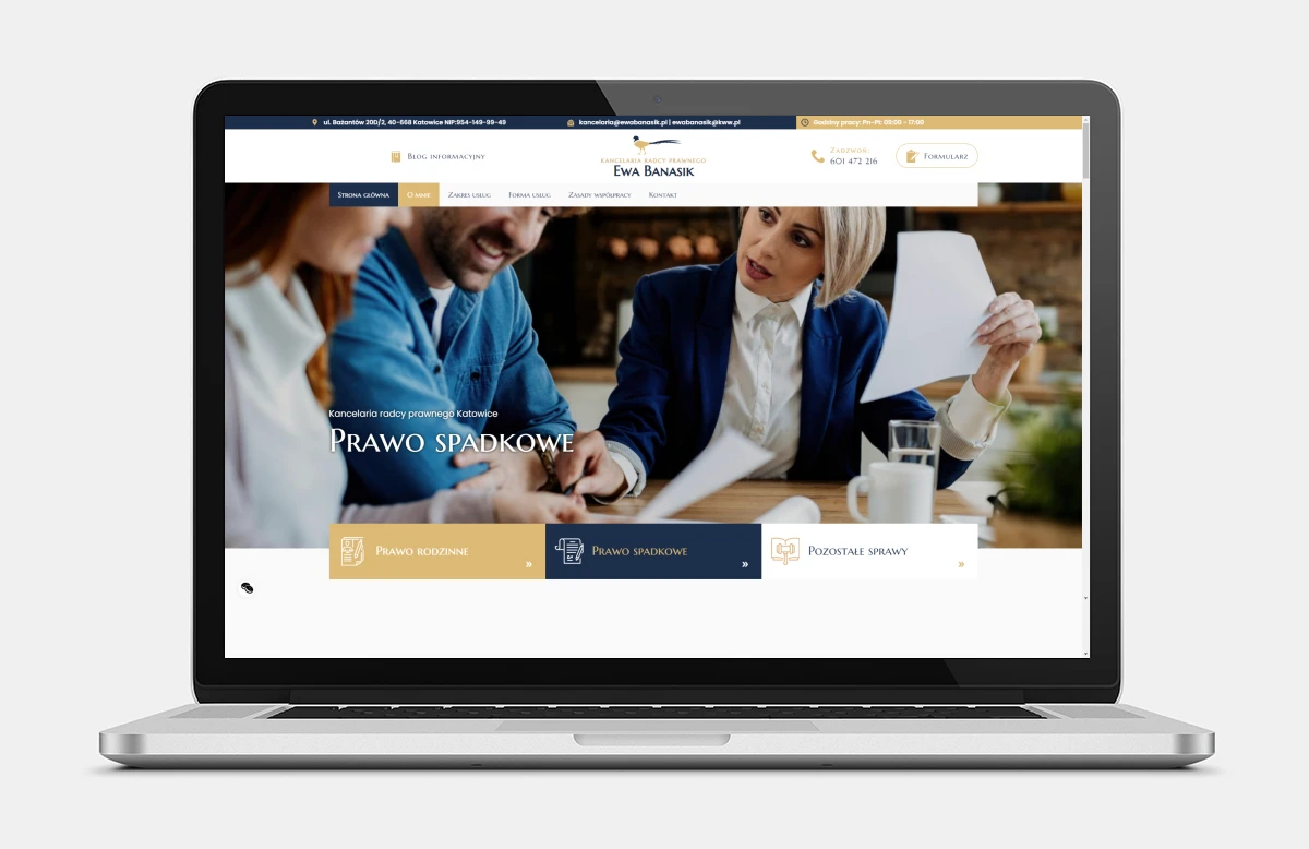 Projekt strony internetowej dla kancelarii prawnej