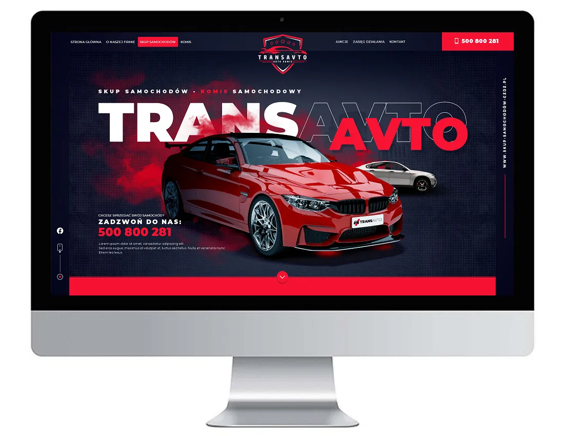 Strona internetowa dla firmy z branży motoryzacyjnej Trans Bielsko-Biała